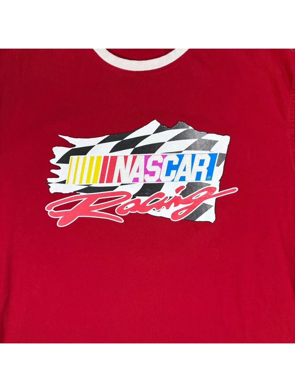 NASCAR Racing Ringer T-Shirt Red Large Graphic Tee - Picture 2 of 6